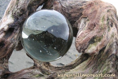 driftwood cast ashore cradles a bubble of time encapsulated